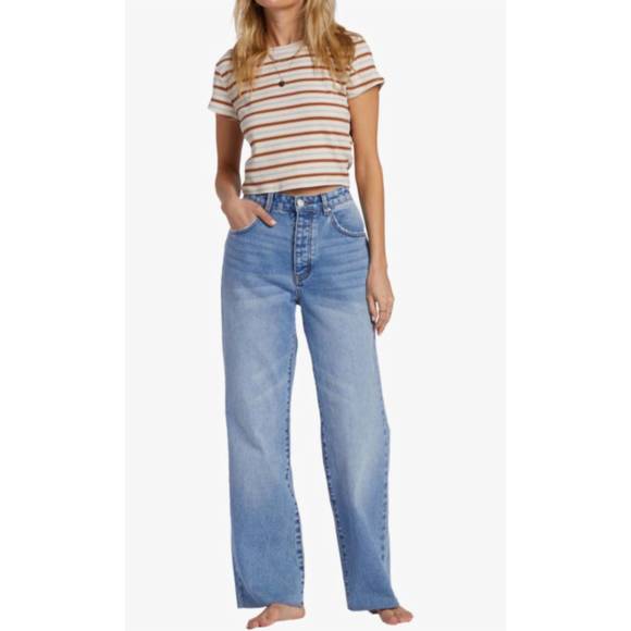 NEW BILLABONG rachel low waist denim pants in medium indigo fade - Picture 1 of 2